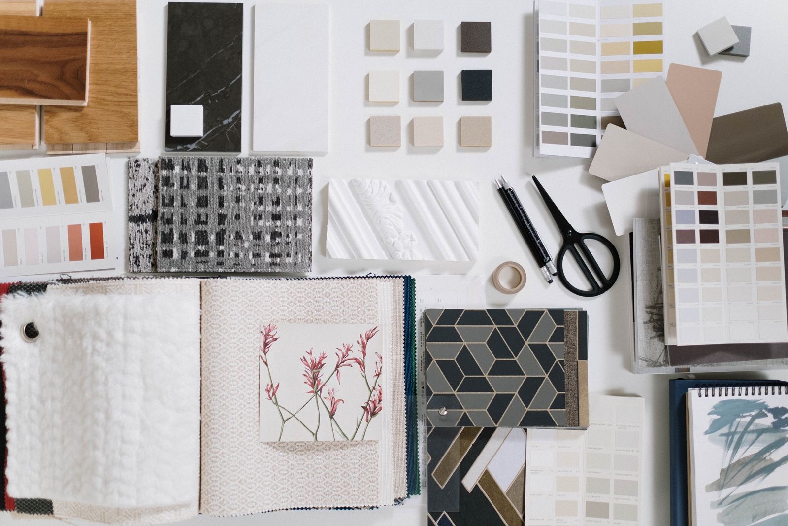 Material samples on the studio table