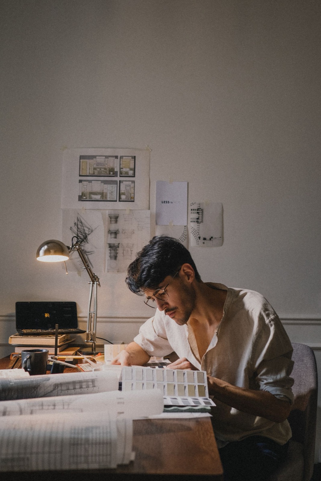 Architect reviewing plans