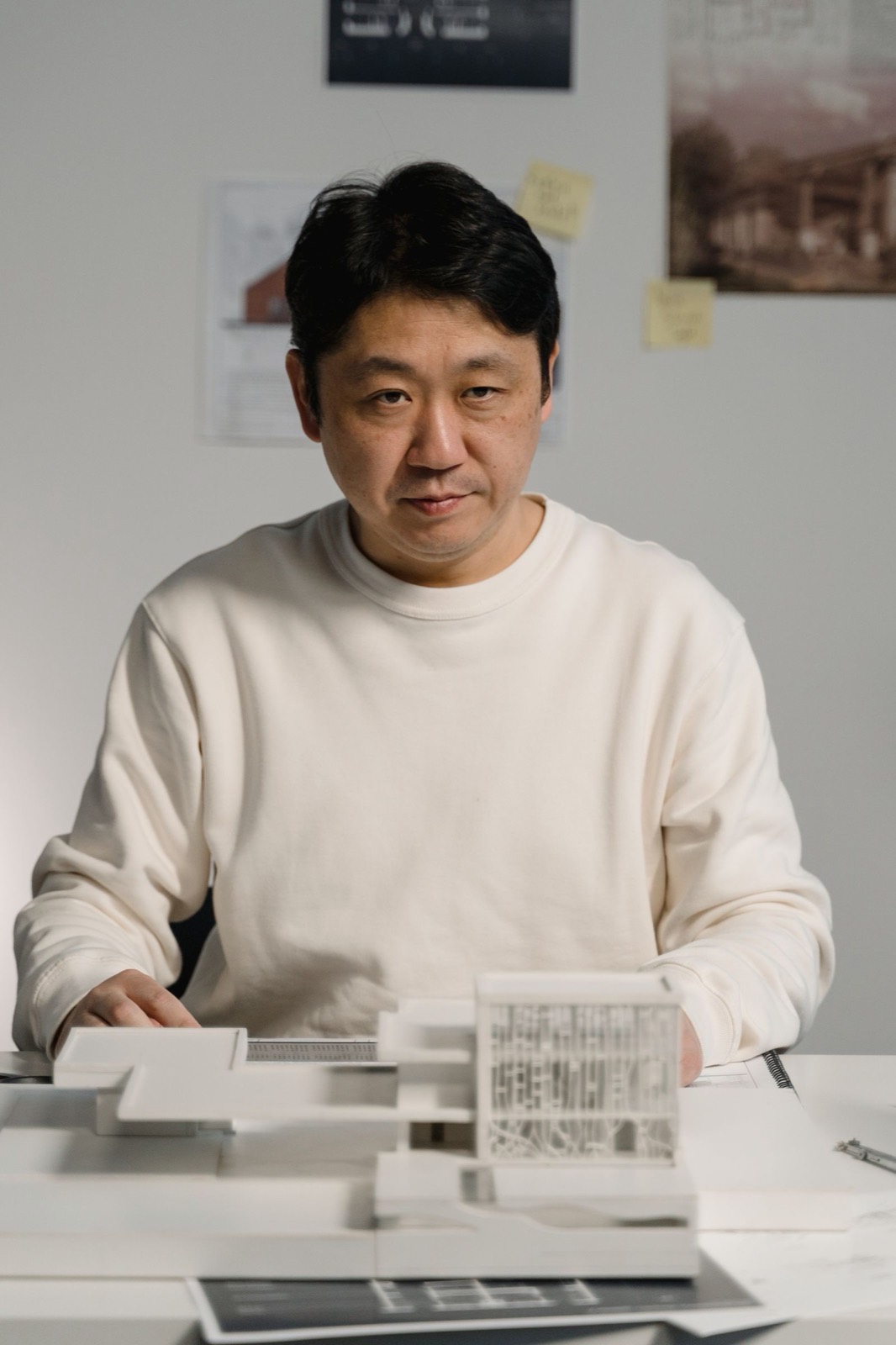 Architect working on a massing model